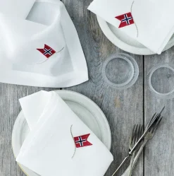 6 stk servietter med norske flagg