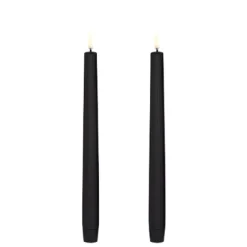 LED Kronelys 2pk, Sort 25cm