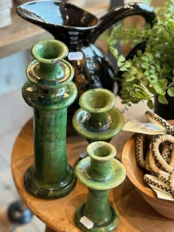 Lysestake i keramikk -Grønn