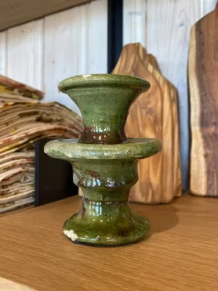 Lysestake i keramikk -Grønn