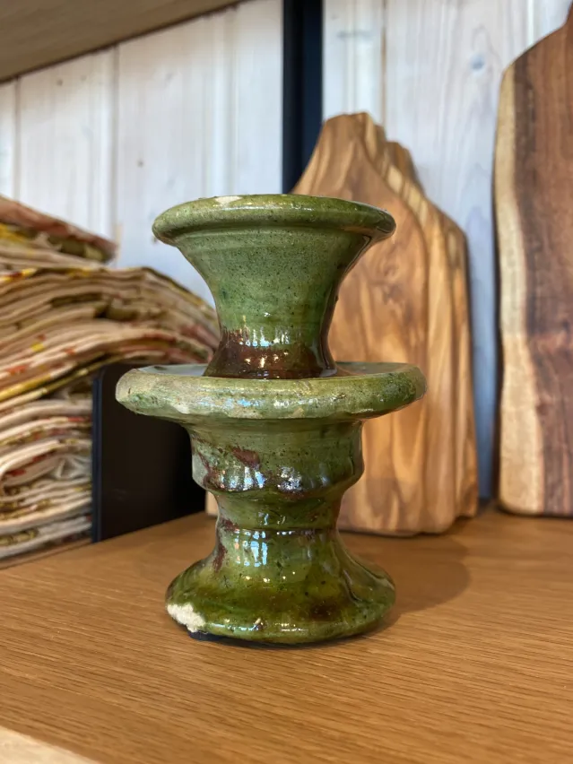 Lysestake i keramikk -Grønn