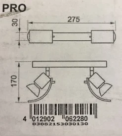 PRO Dobbel vegg/taklampe – Krom