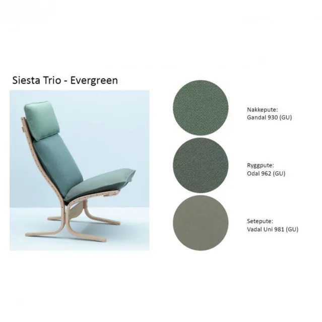 Siesta Trio Tekstil – Høy rygg uten armlen